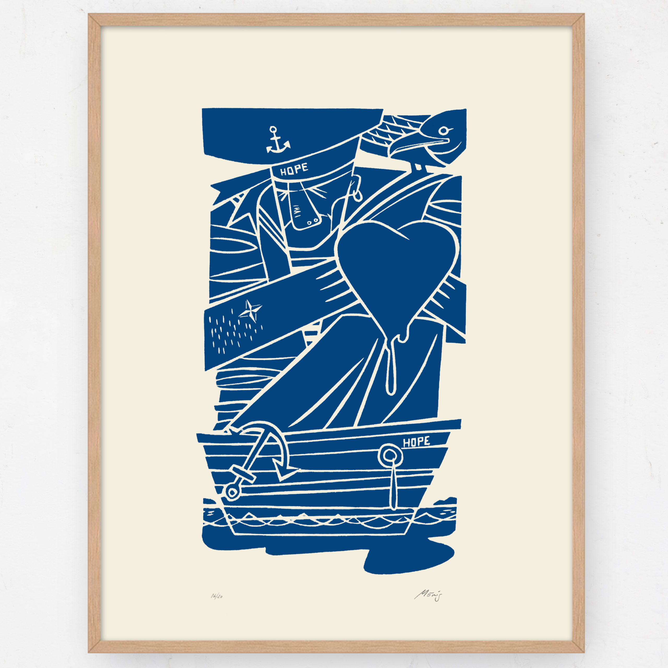 Smooth Sailing Linocut Block Print