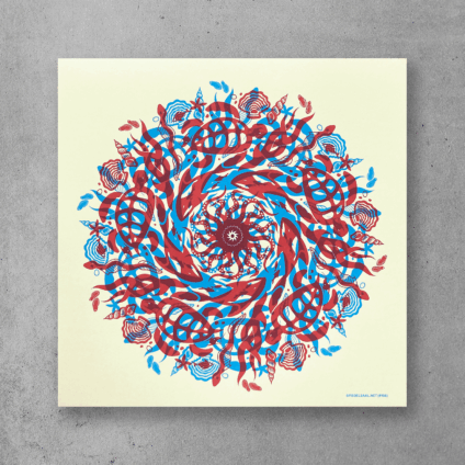 Artprint, 2-color screen print "whales and Turtles" by Spiegelsaaal. SPS-156