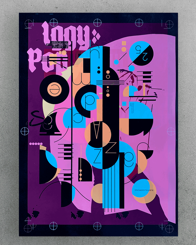 Scrennprinted Monoprint. Mix from different Gigposter motives.