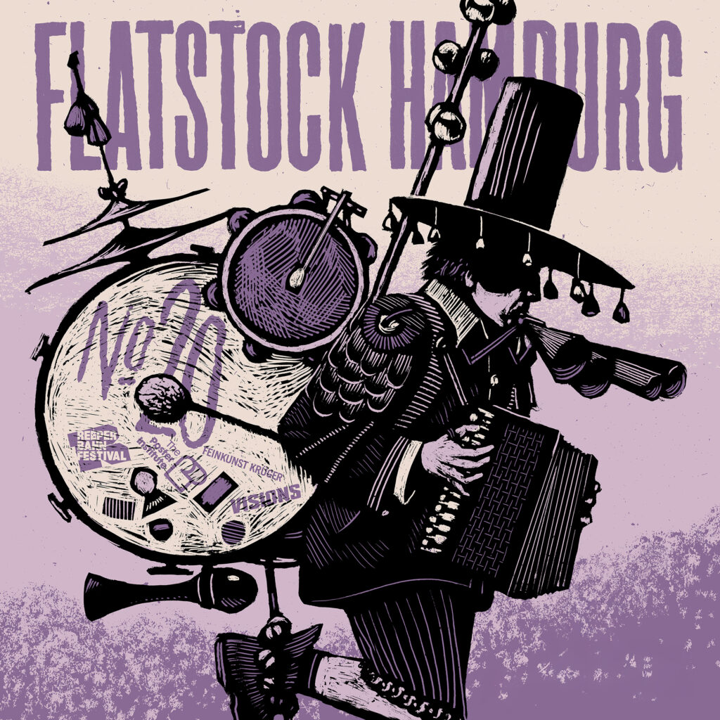 Illustration One Man Orchestra für Flatstock Hamburg