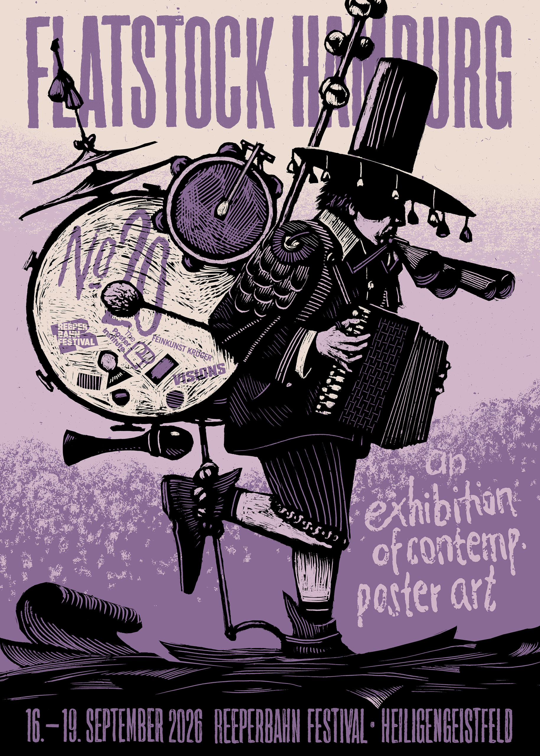 Illustration One Man Orchestra für Flatstock Hamburg