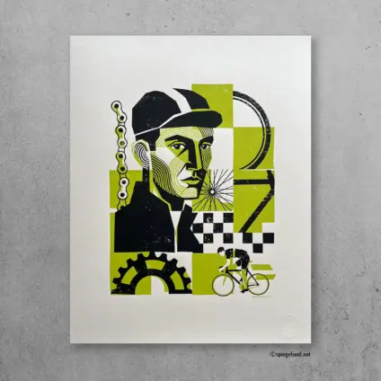 Image of a screenprinted art print, Title: Cycling