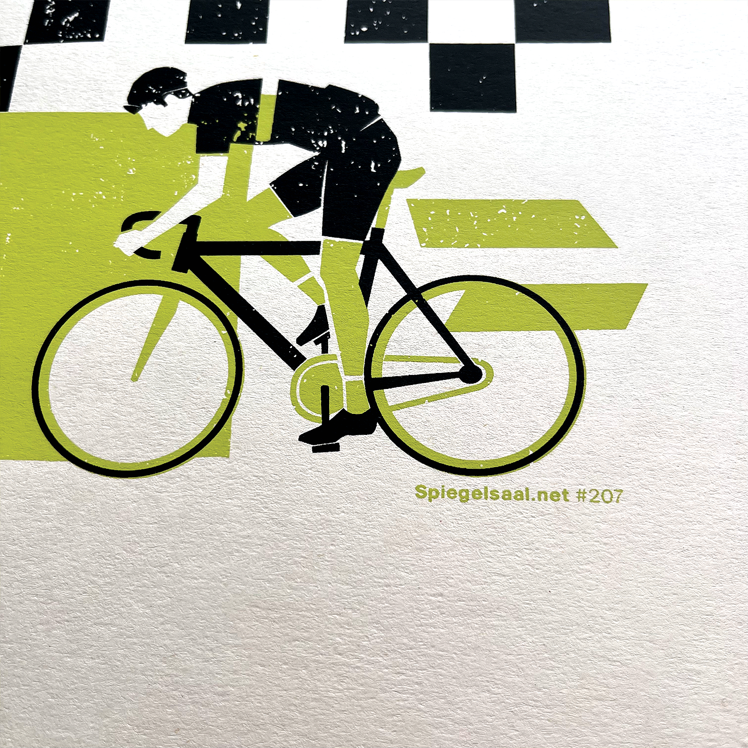 Image of detail from a screenprinted art print, Title: Cycling