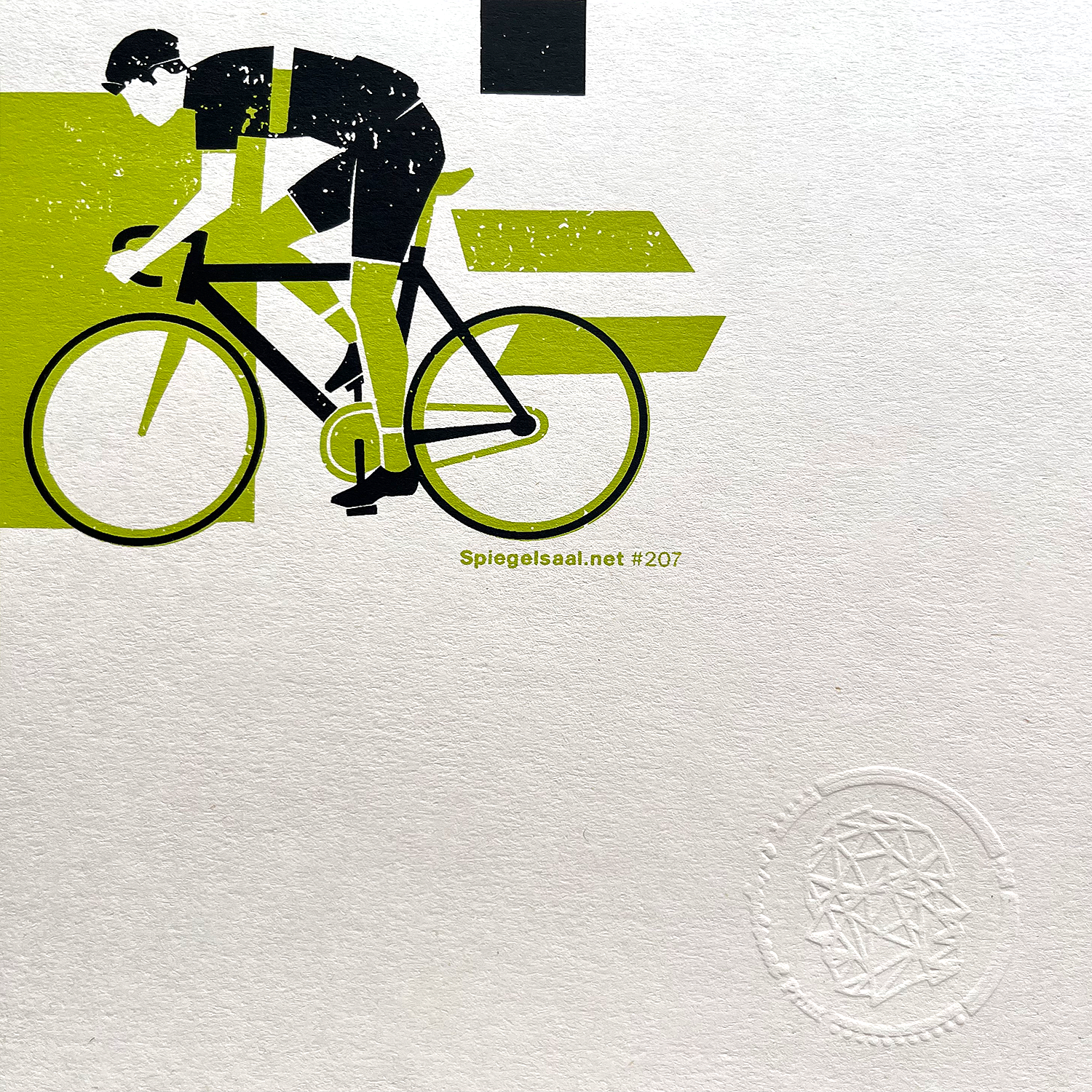 Image of detail from a screenprinted art print, Title: Cycling