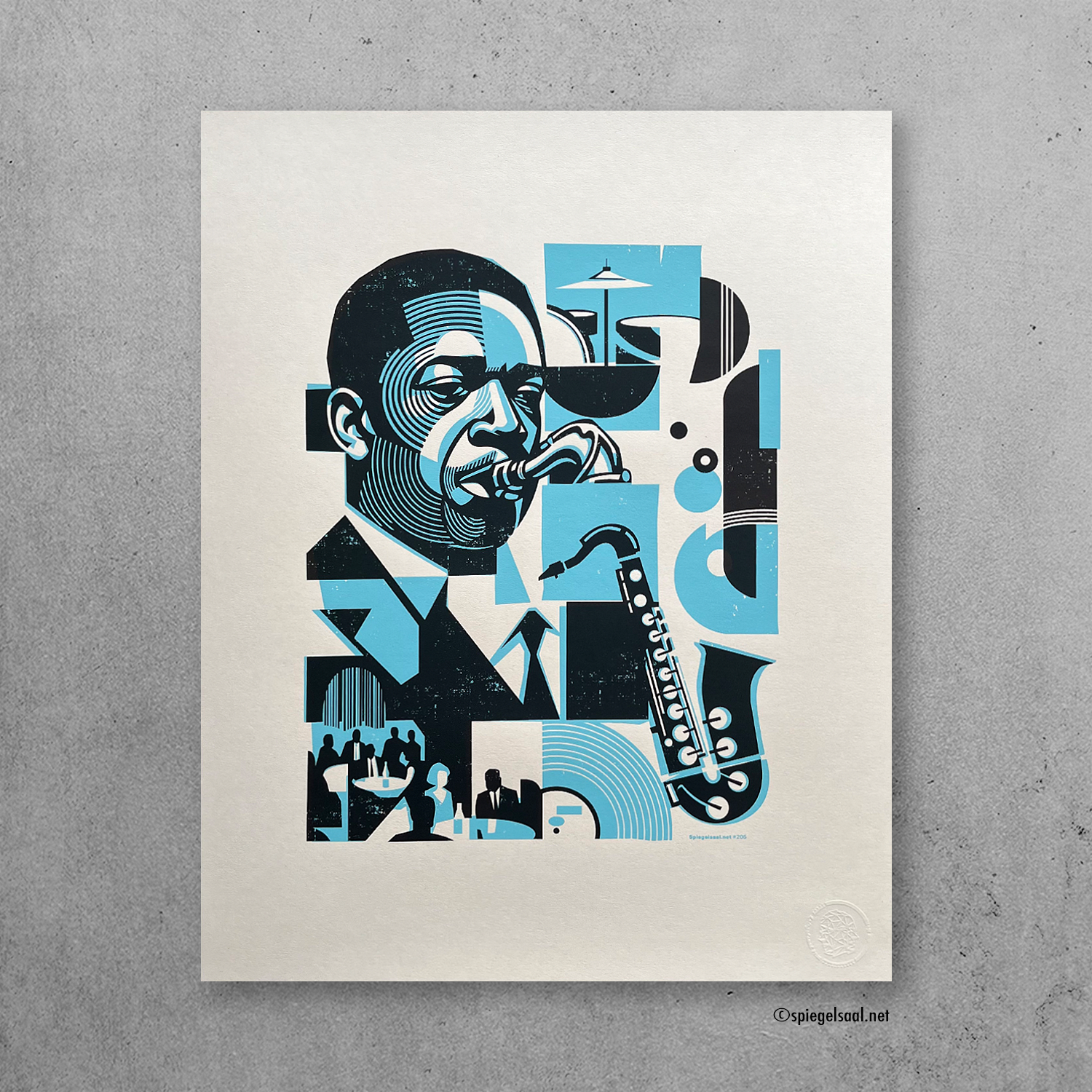 Image of a screenprinted art print, Title: Jazz.